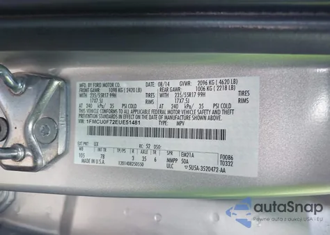 2014 Ford Escape S from USA, damaged, VIN 1FMCU0F72EUE51481